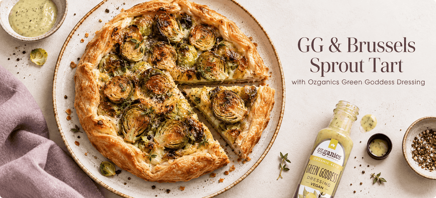 Ozganics Green Goddess and Brussel Sprout Tart